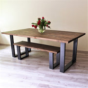 Wooden dining table and bench set