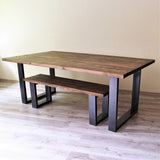 Wooden dining table and bench set