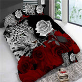 4Pcs King Size Luxury 3D Rose Bedding Set