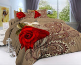 4Pcs King Size Luxury 3D Rose Bedding Set