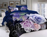 4Pcs King Size Luxury 3D Rose Bedding Set