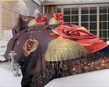 4Pcs King Size Luxury 3D Rose Bedding Set