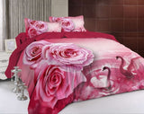 4Pcs King Size Luxury 3D Rose Bedding Set