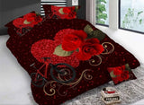 4Pcs King Size Luxury 3D Rose Bedding Set