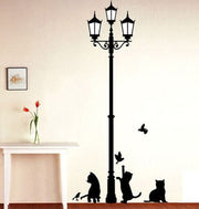 Lamp Cats and Birds Wall Sticker